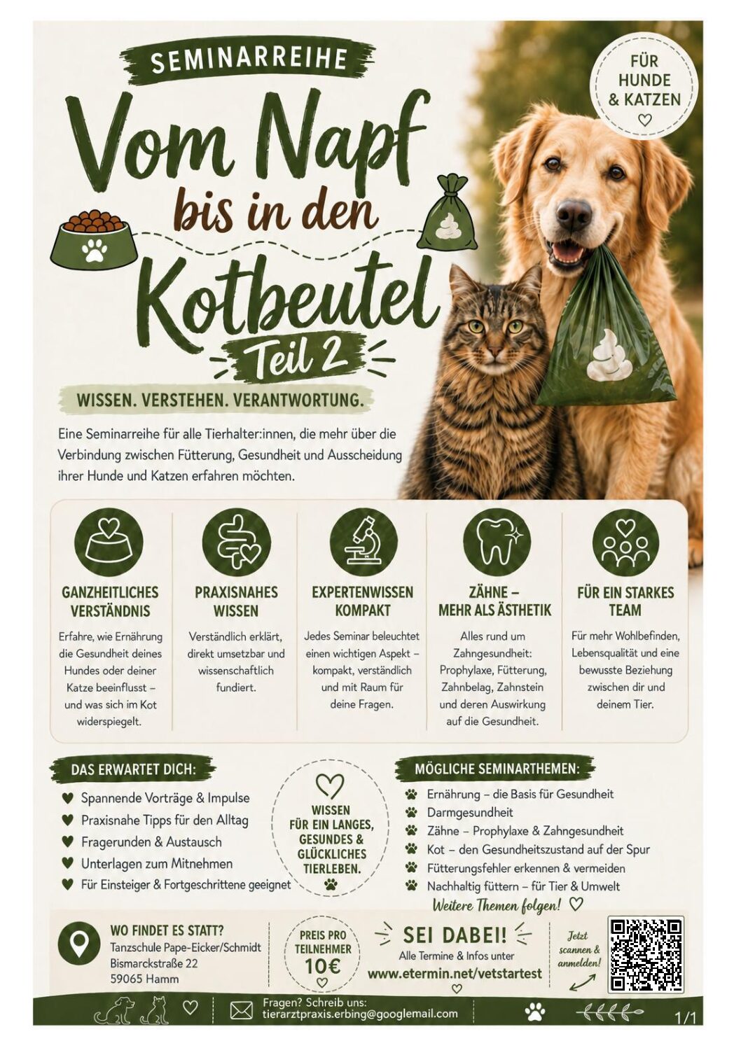 Praxiseigene Seminarreihe „Vom Napf bis in den Kotbeutel“ – Termin für Teil 2 steht fest!